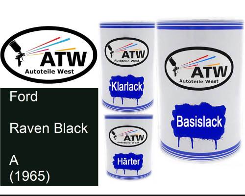 Ford, Raven Black, A (1965): 500ml Lackdose + 500ml Klarlack + 250ml Härter - Set, von ATW Autoteile West.